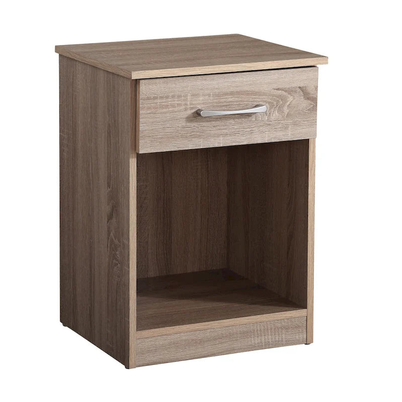 Table de chevet à 1 tiroir avec quincaillerie au fini brossé