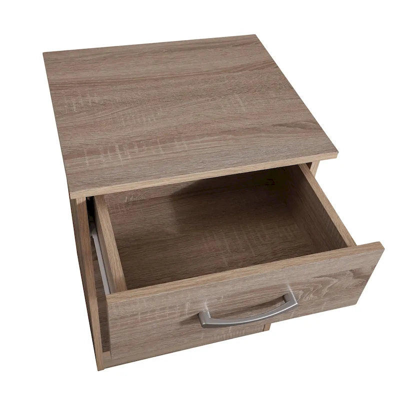 Table de chevet à 1 tiroir avec quincaillerie au fini brossé