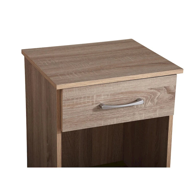 Table de chevet à 1 tiroir avec quincaillerie au fini brossé