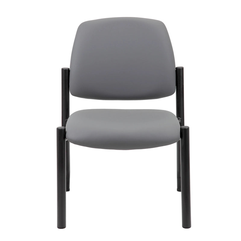 Chaise d'appoint à dossier mi-haut en vinyle antimicrobien avec cadre en acier, usage intensif