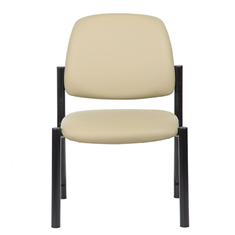 Chaise d'appoint à dossier mi-haut en vinyle antimicrobien avec cadre en acier, usage intensif