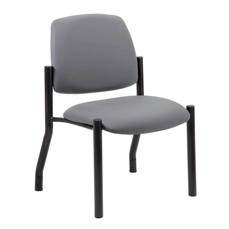 Chaise d'appoint à dossier mi-haut en vinyle antimicrobien avec cadre en acier, usage intensif