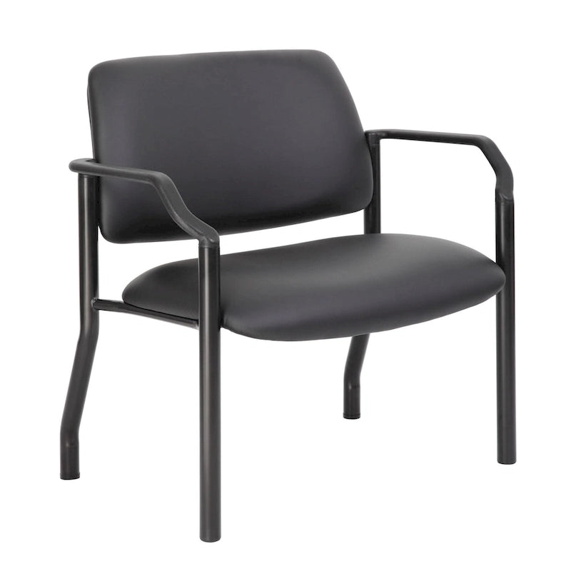 Chaise d'appoint à dossier mi-haut en vinyle antimicrobien avec cadre en acier, usage intensif