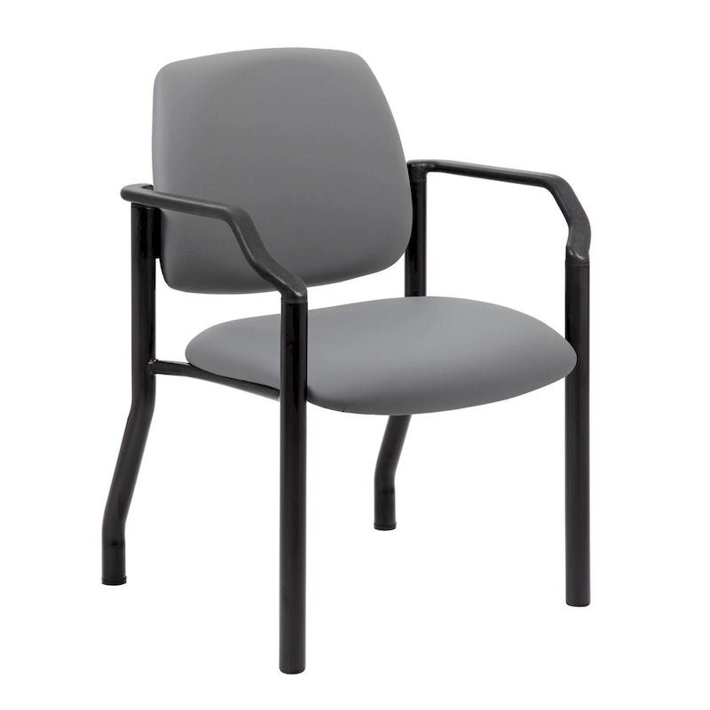 Chaise d'appoint à dossier mi-haut en vinyle antimicrobien avec cadre en acier, usage intensif