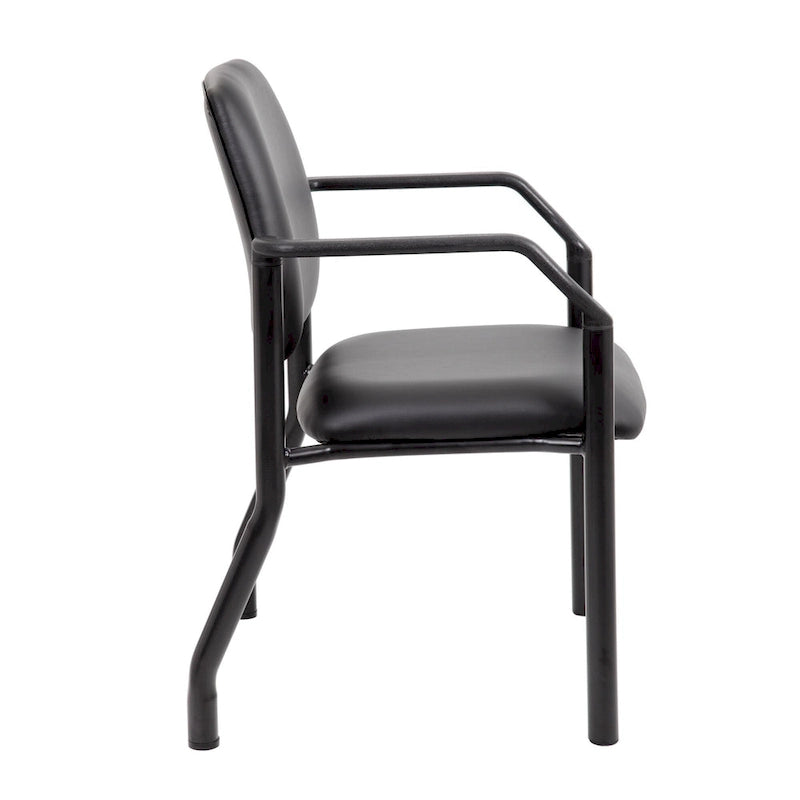 Chaise d'appoint à dossier mi-haut en vinyle antimicrobien avec cadre en acier, usage intensif