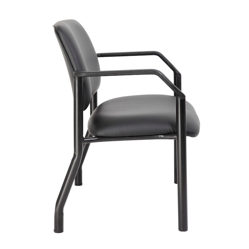 Chaise d'appoint à dossier mi-haut en vinyle antimicrobien avec cadre en acier, usage intensif