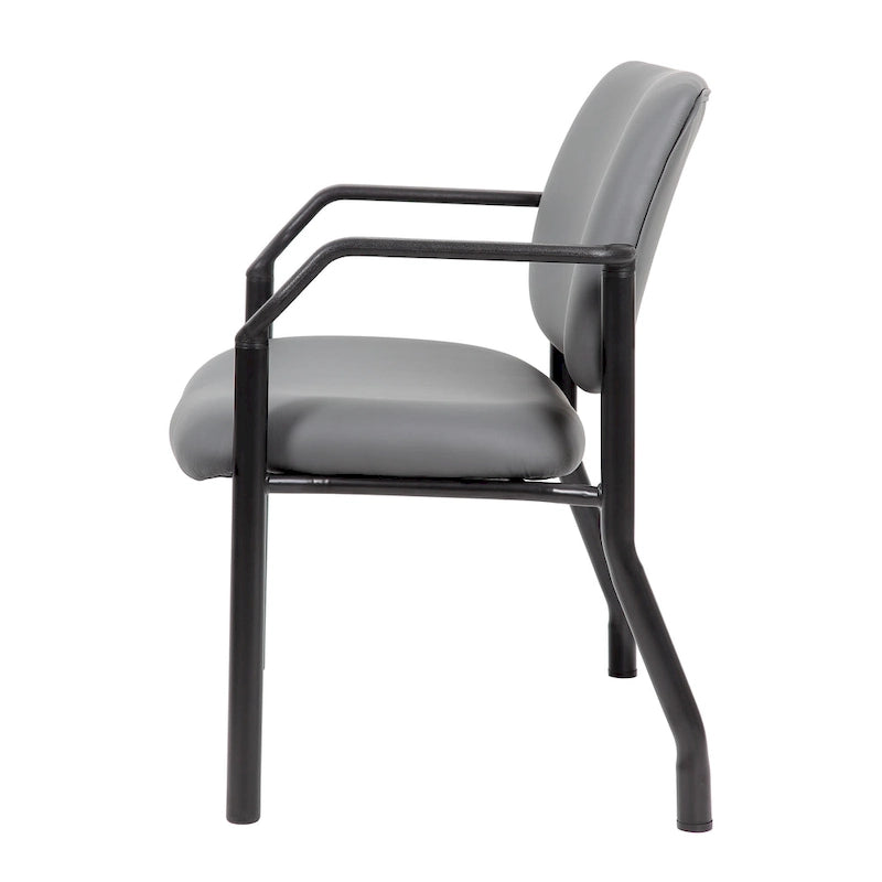 Chaise d'appoint à dossier mi-haut en vinyle antimicrobien avec cadre en acier, usage intensif