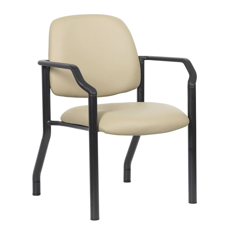Chaise d'appoint à dossier mi-haut en vinyle antimicrobien avec cadre en acier, usage intensif