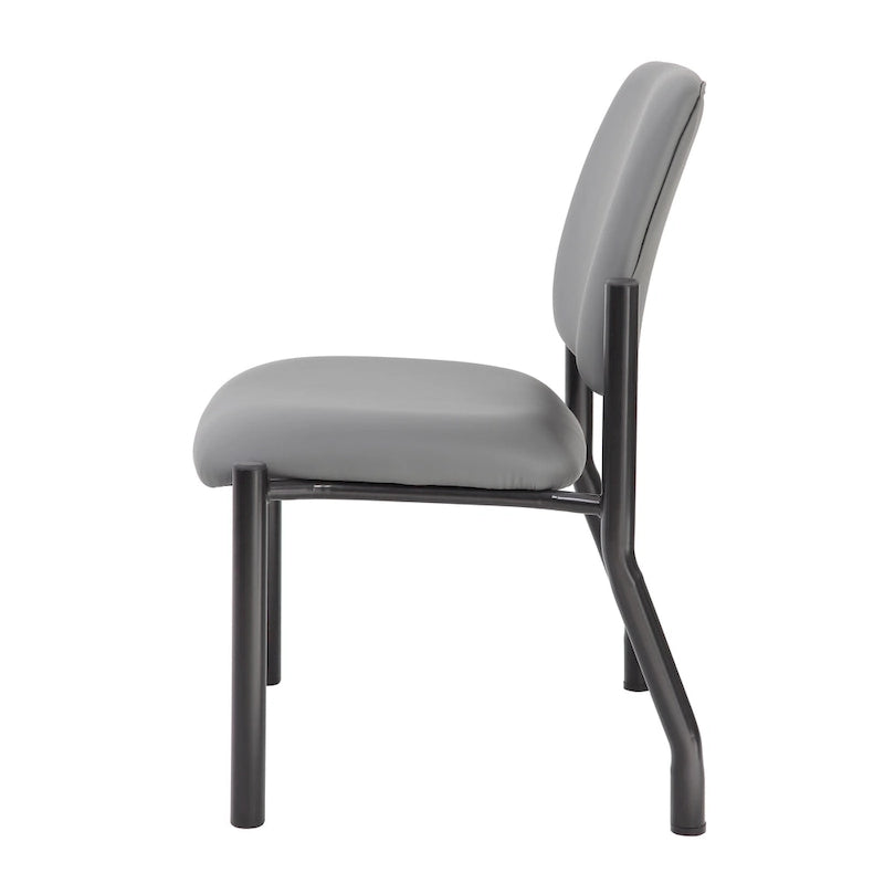 Chaise d'appoint à dossier mi-haut en vinyle antimicrobien avec cadre en acier, usage intensif