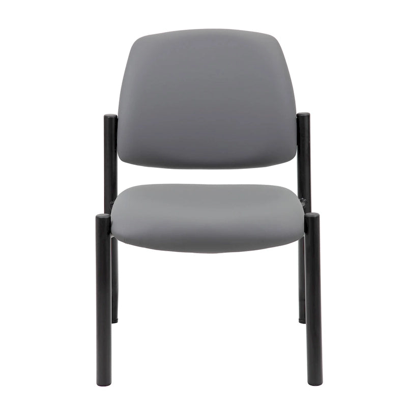 Chaise d'appoint à dossier mi-haut en vinyle antimicrobien avec cadre en acier, usage intensif