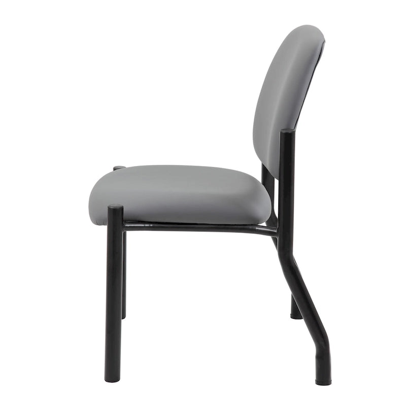 Chaise d'appoint à dossier mi-haut en vinyle antimicrobien avec cadre en acier, usage intensif
