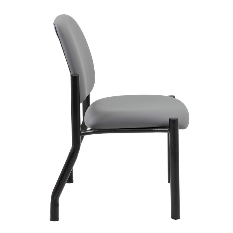 Chaise d'appoint à dossier mi-haut en vinyle antimicrobien avec cadre en acier, usage intensif