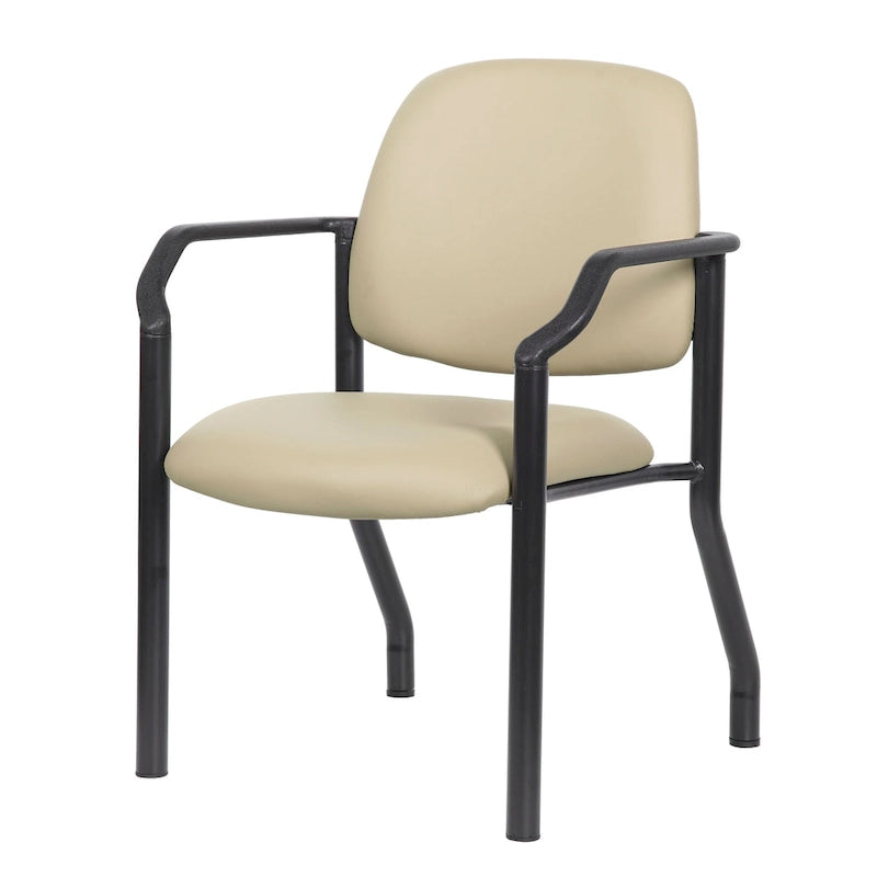Chaise d'appoint à dossier mi-haut en vinyle antimicrobien avec cadre en acier, usage intensif