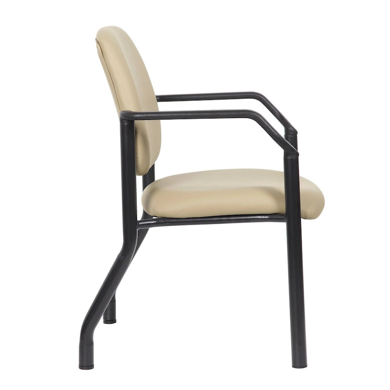 Chaise d'appoint à dossier mi-haut en vinyle antimicrobien avec cadre en acier, usage intensif