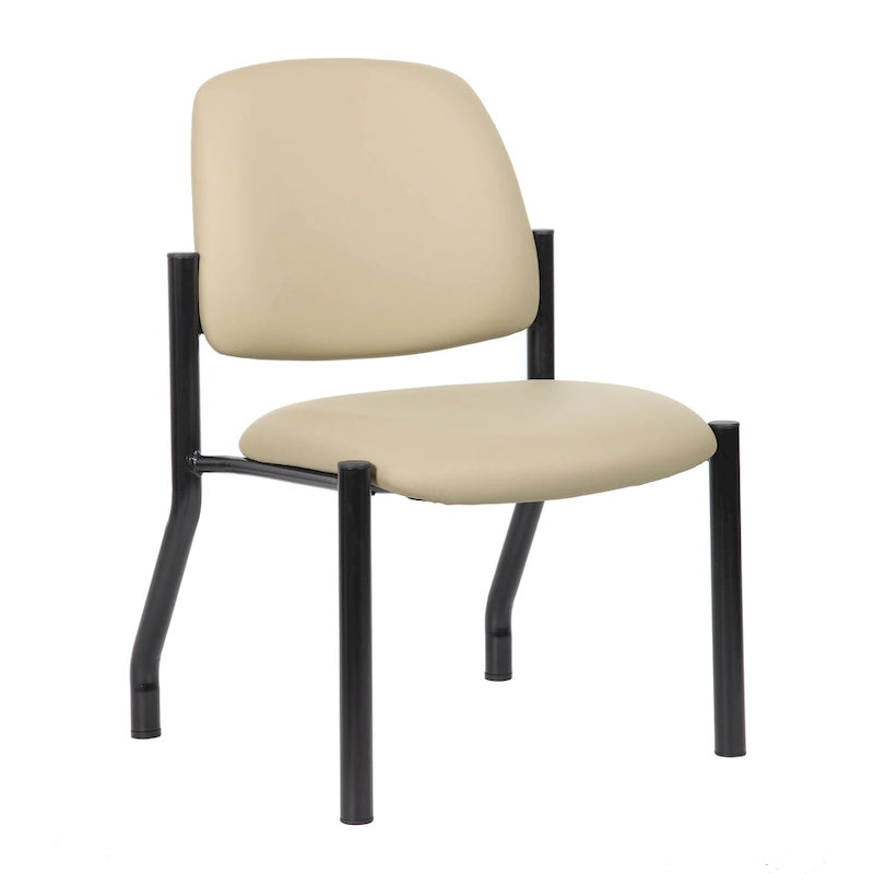 Chaise d'appoint à dossier mi-haut en vinyle antimicrobien avec cadre en acier, usage intensif