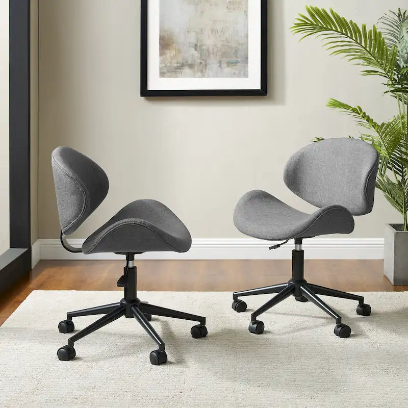 Chaise de bureau incurvée réglable de style moderne du milieu du siècle avec assise en bois courbé et roulettes