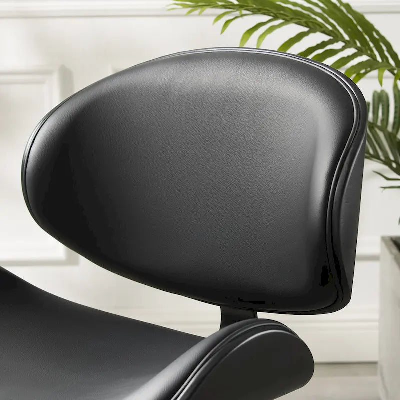 Chaise de bureau incurvée réglable de style moderne du milieu du siècle avec assise en bois courbé et roulettes