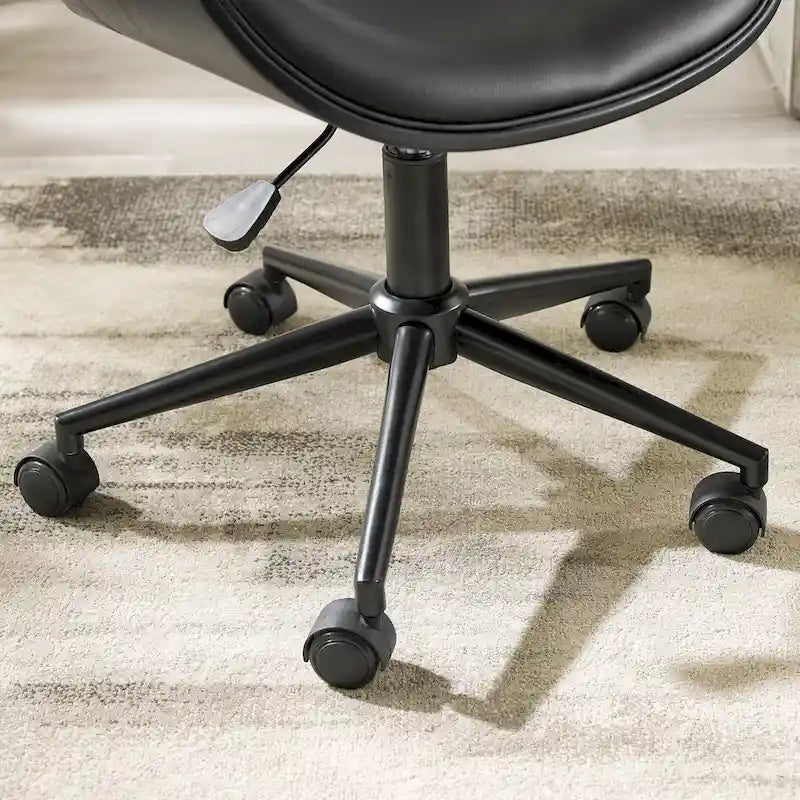 Chaise de bureau incurvée réglable de style moderne du milieu du siècle avec assise en bois courbé et roulettes