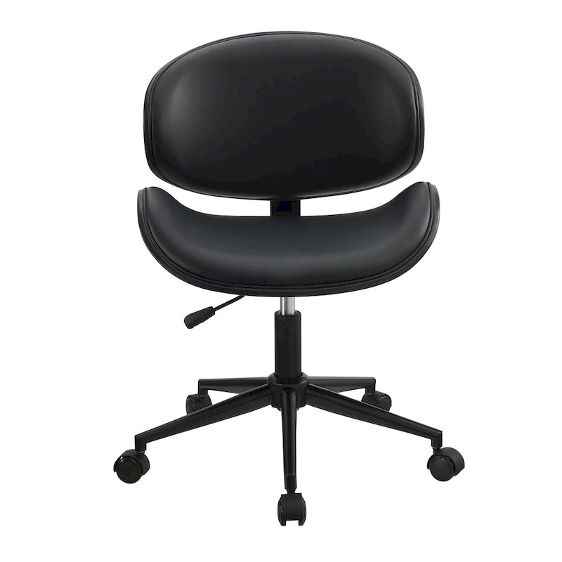 Chaise de bureau incurvée réglable de style moderne du milieu du siècle avec assise en bois courbé et roulettes