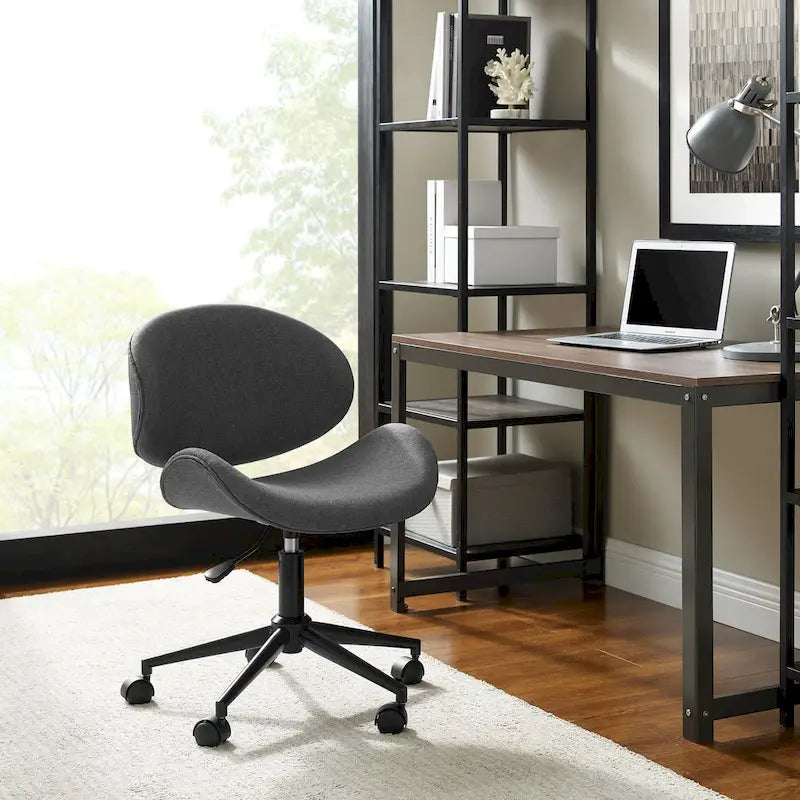 Chaise de bureau incurvée réglable de style moderne du milieu du siècle avec assise en bois courbé et roulettes