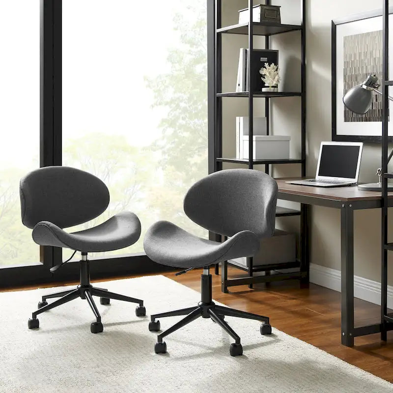 Chaise de bureau incurvée réglable de style moderne du milieu du siècle avec assise en bois courbé et roulettes