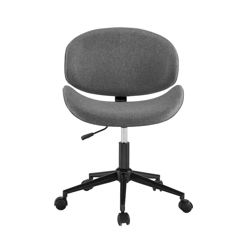 Chaise de bureau incurvée réglable de style moderne du milieu du siècle avec assise en bois courbé et roulettes