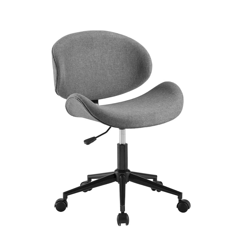 Chaise de bureau incurvée réglable de style moderne du milieu du siècle avec assise en bois courbé et roulettes