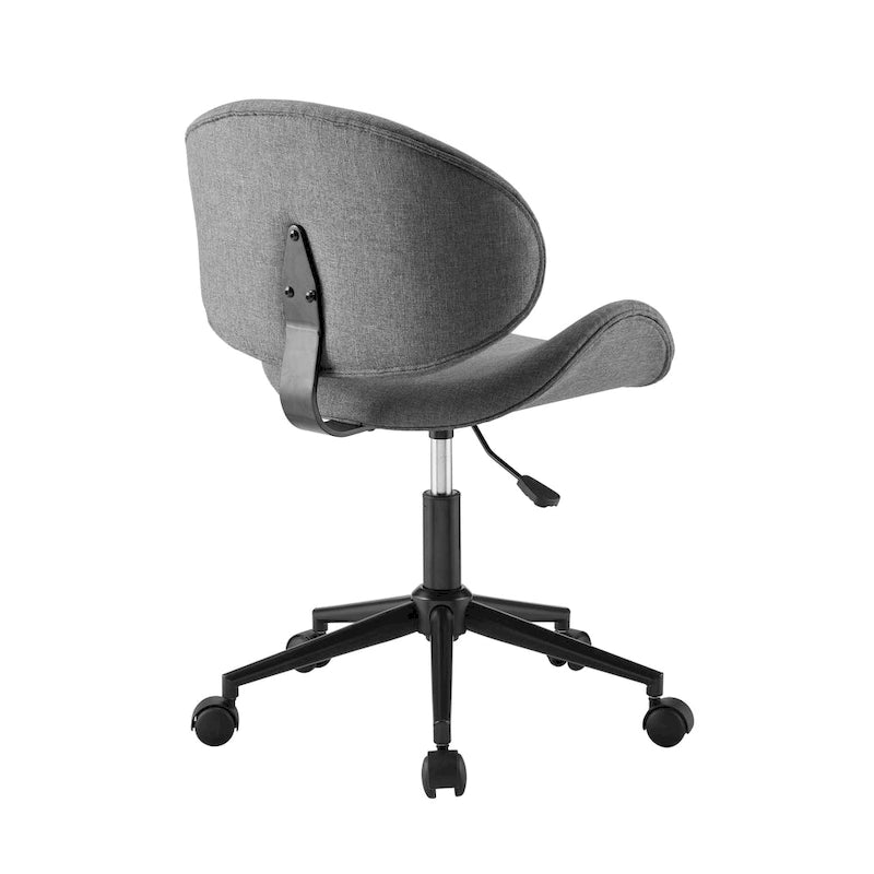 Chaise de bureau incurvée réglable de style moderne du milieu du siècle avec assise en bois courbé et roulettes