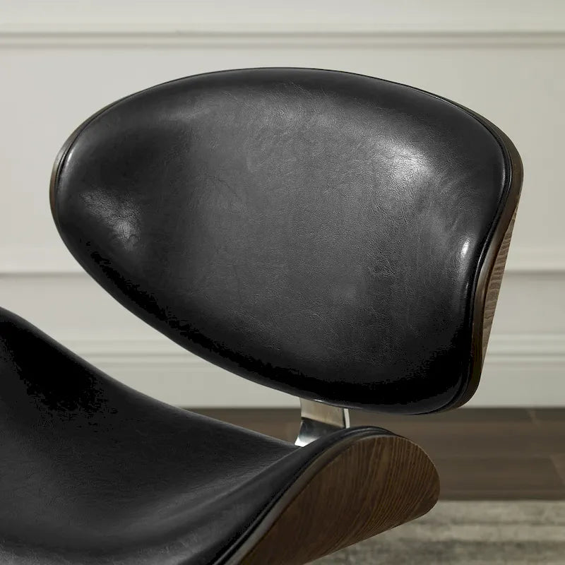 Chaise de bureau incurvée réglable de style moderne du milieu du siècle avec assise en bois courbé et roulettes