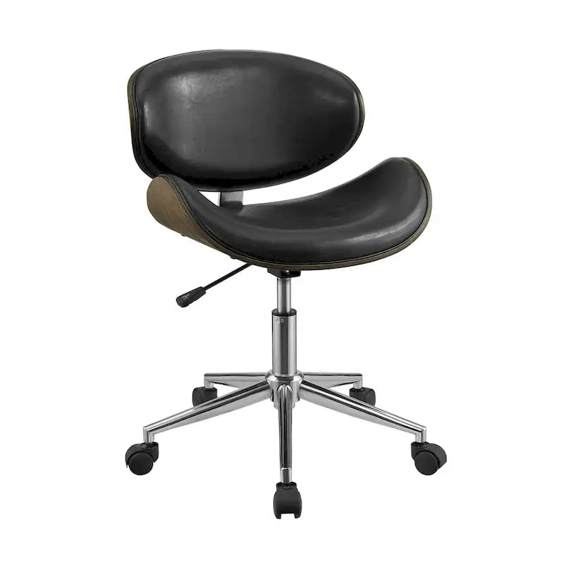 Chaise de bureau incurvée réglable de style moderne du milieu du siècle avec assise en bois courbé et roulettes