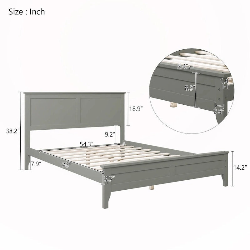Lit plateforme double en bois massif