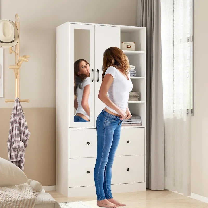 Penderie à tringle télescopique, armoire, miroir, gain de place