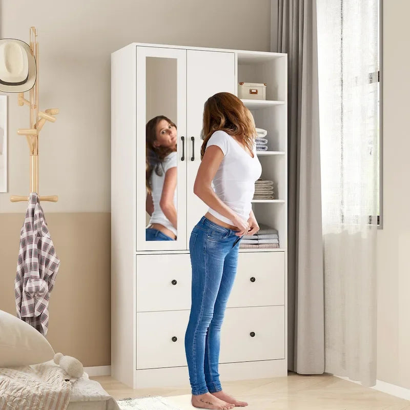 Penderie à tringle télescopique, armoire, miroir, gain de place