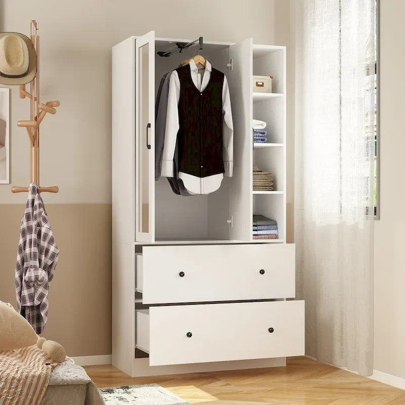 Penderie à tringle télescopique, armoire, miroir, gain de place