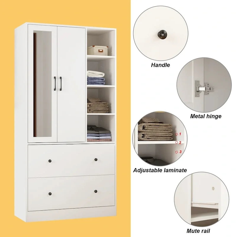 Penderie à tringle télescopique, armoire, miroir, gain de place