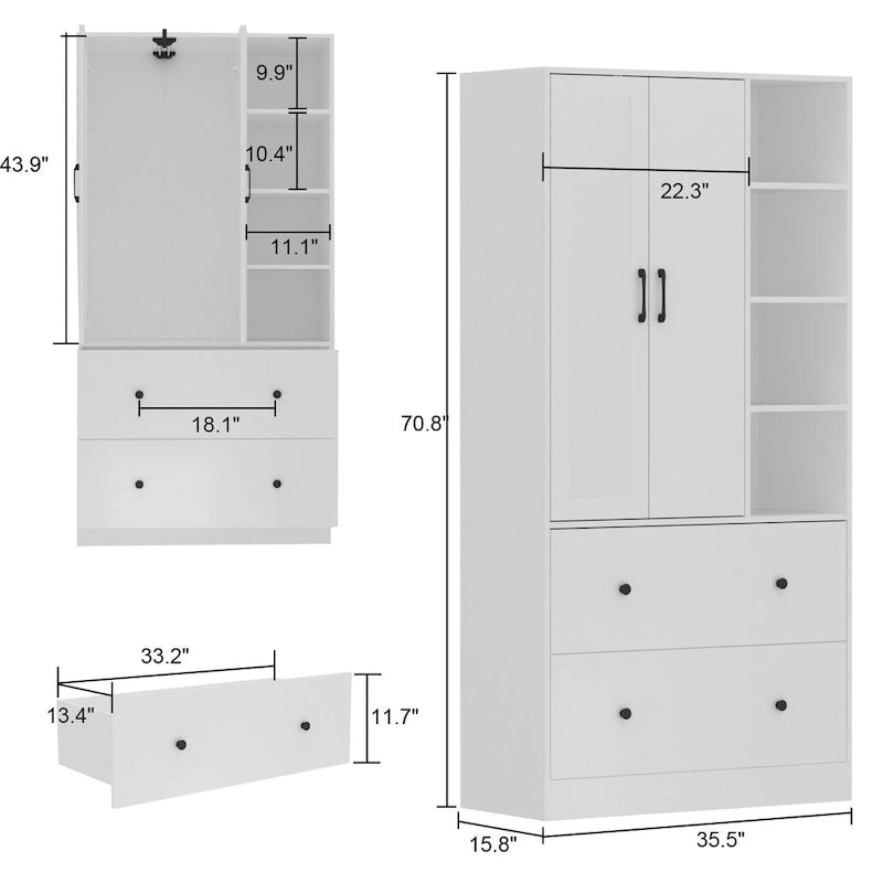 Penderie à tringle télescopique, armoire, miroir, gain de place