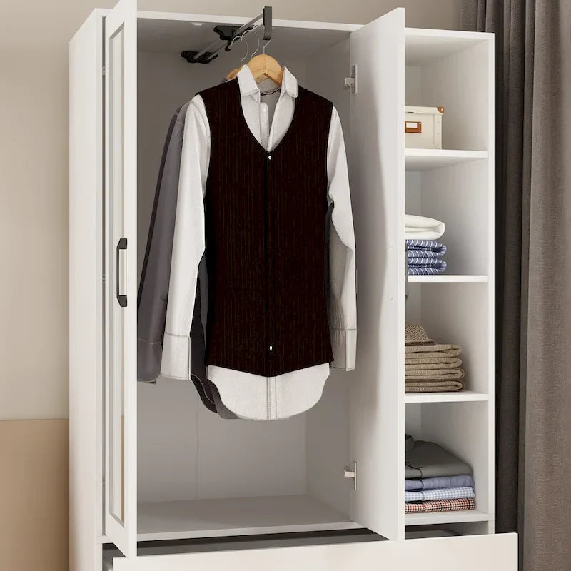 Penderie à tringle télescopique, armoire, miroir, gain de place