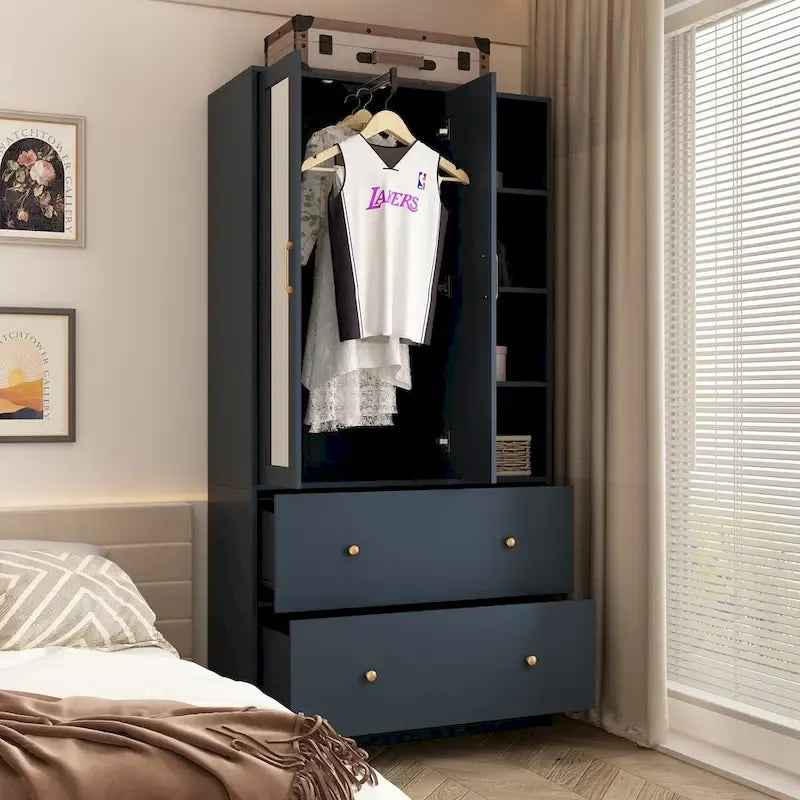 Penderie à tringle télescopique, armoire, miroir, gain de place
