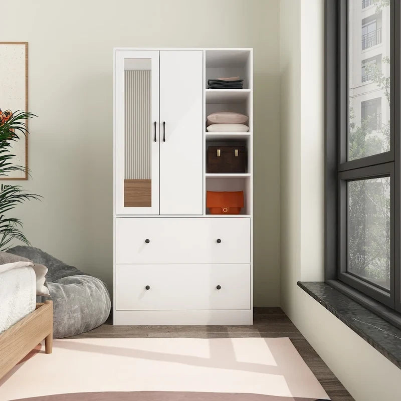 Penderie à tringle télescopique, armoire, miroir, gain de place