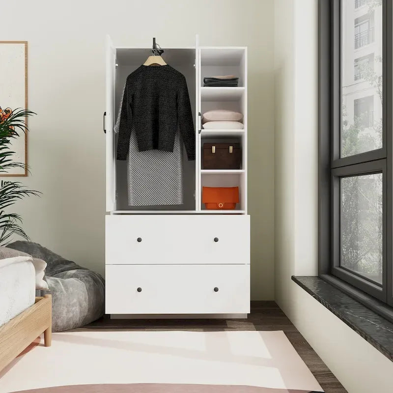 Penderie à tringle télescopique, armoire, miroir, gain de place