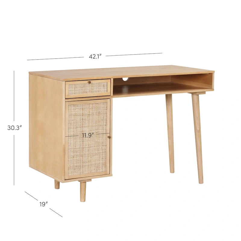 Coiffeuse style ferme moderne avec tiroirs de rangement et poignées décoratives en laiton