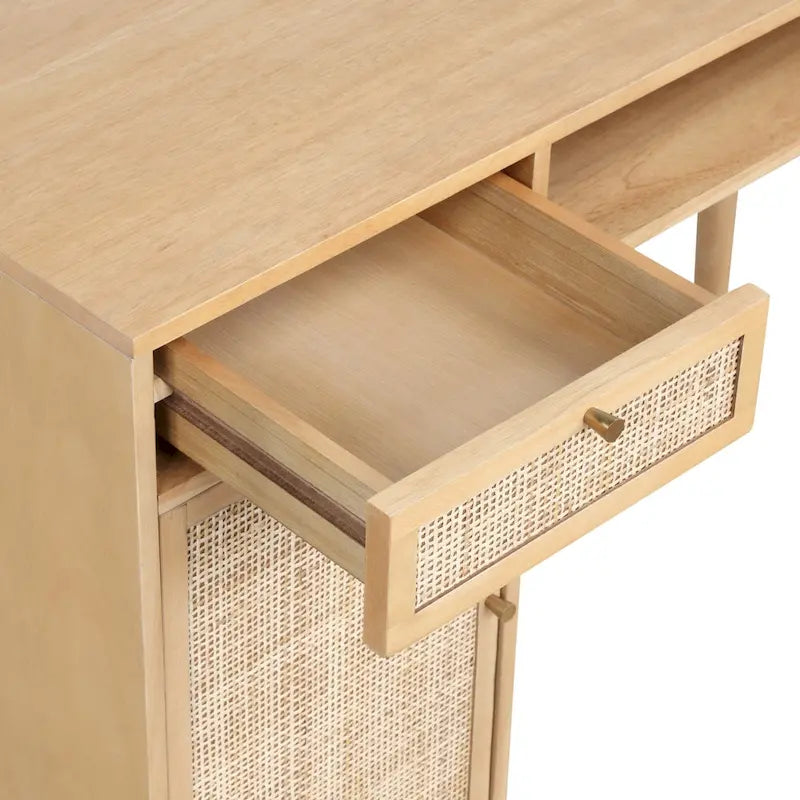 Coiffeuse style ferme moderne avec tiroirs de rangement et poignées décoratives en laiton