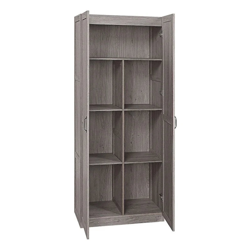 Placard de rangement autoportant moderne avec 7 compartiments cubiques et portes à fermeture douce