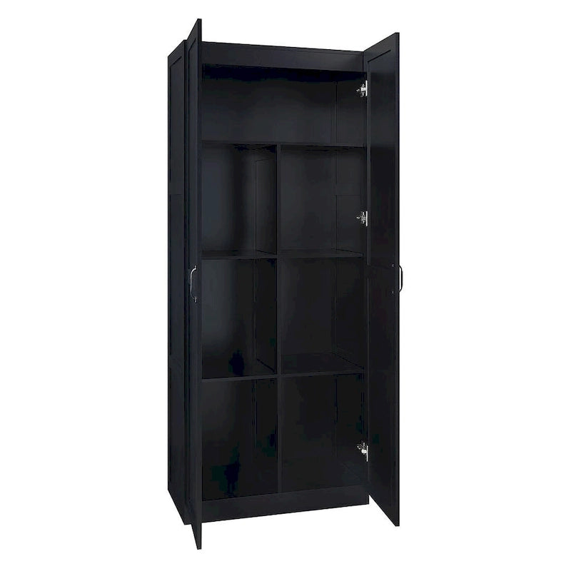 Placard de rangement autoportant moderne avec 7 compartiments cubiques et portes à fermeture douce