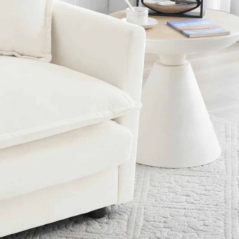 Ensemble de 2 fauteuils rembourrés en chenille avec coussins décoratifs