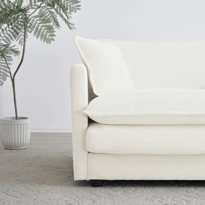Ensemble de 2 fauteuils rembourrés en chenille avec coussins décoratifs