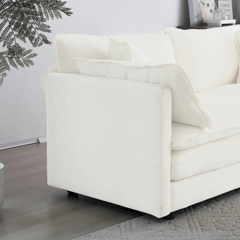 Ensemble de 2 fauteuils rembourrés en chenille avec coussins décoratifs