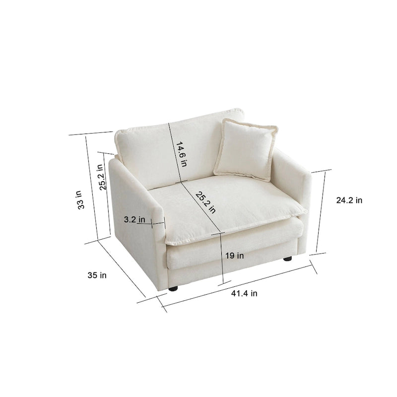 Ensemble de 2 fauteuils rembourrés en chenille avec coussins décoratifs