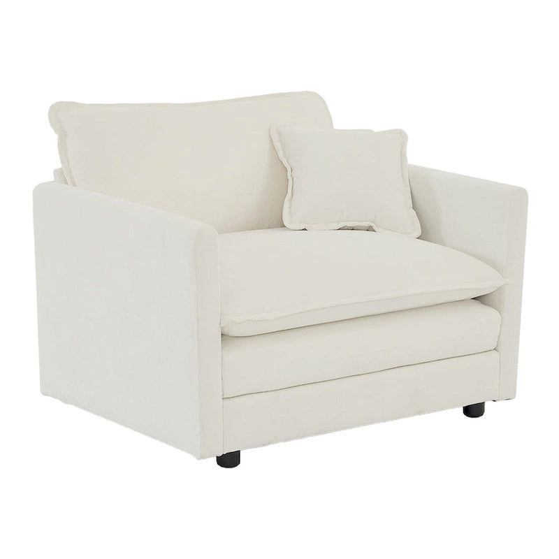 Ensemble de 2 fauteuils rembourrés en chenille avec coussins décoratifs