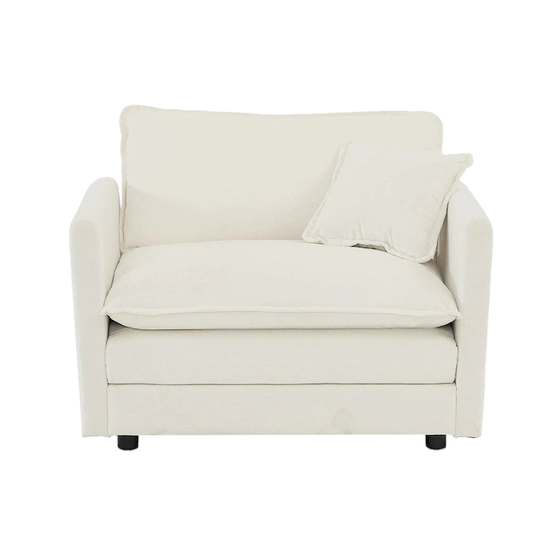 Ensemble de 2 fauteuils rembourrés en chenille avec coussins décoratifs
